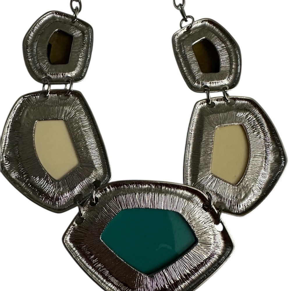 NWT Bansri Turquoise Chunky Statement Necklace in Silver tone NEW - Picture 8 of 14